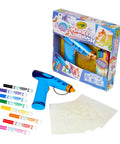 Rad Battery Powered Airbrush Marker Spray Craft Kit Smooth Glide Washable Ink Pens Plus Five Reusable Design Stencils Vibes indoor art kit with spray tool and eight markers.