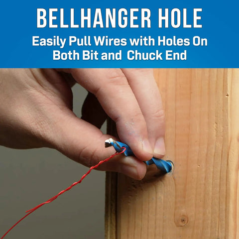 Heavy Duty High Speed Steel Flexible Bellhanger Drill Bit With Built In Wire Pulling Holes Designed To Navigate Tight Corners Makes Knotty Wood And Tough Metal A Breeze Contractors Swear By This Tool 3/8 X 72, pulling wire through wood.
