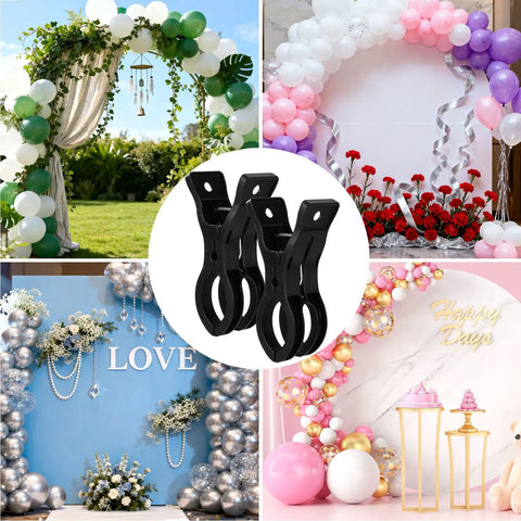 Premium Balloon Clips Kit 15 Pieces 9x5cm Heavy Duty Plastic Clamps with various balloon arches and backdrops