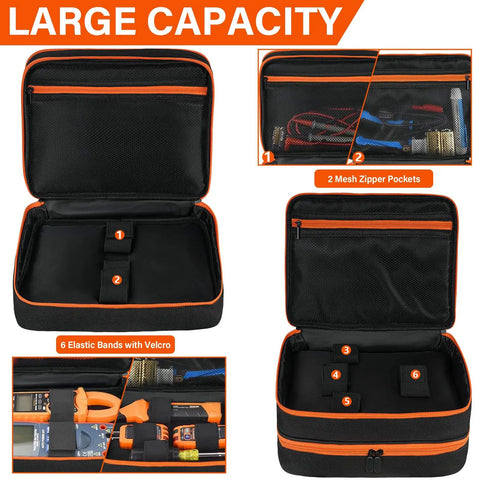Rugged Double Layer Carrying Case For Electrical Testing Gear Fits ET310 ET80101 ET80016 Circuit Breaker with mesh pockets
