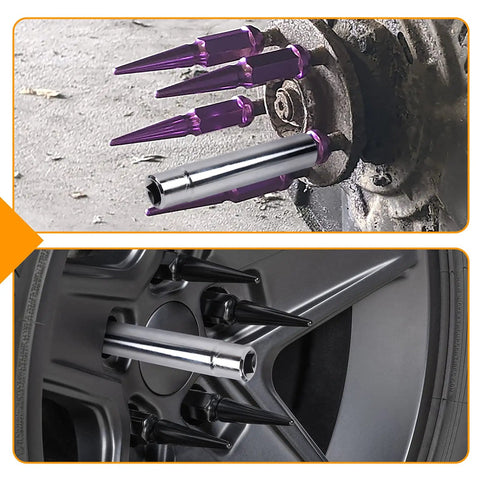 Spike Lug Nut Socket Key 19mm Hex Universal Replacement Tool For M14x1.5 M14x2.0 9/16-18 1/2-20 M12x1.5 M12x1.25 shown in use