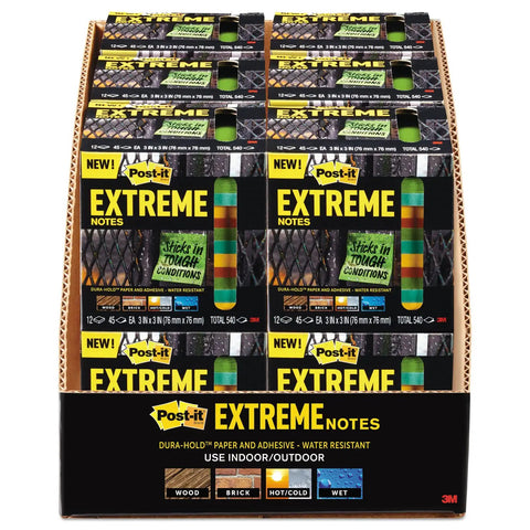 Extreme Weather Sticky Notes 3x3 Inch 45 Sheets Per Pad 3 Pads Pack Water Resistant Indoor Outdoor Removable Sticks In Heat Or Cold