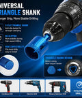 Universal triangle shank drill bit fits cordless, electric, and rotary hammer drills for stable drilling