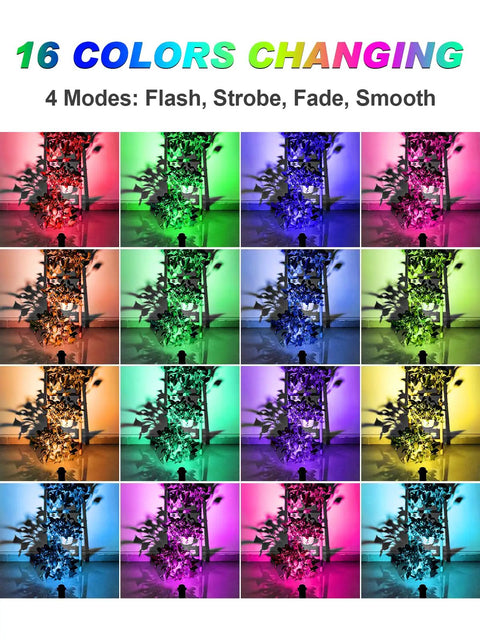 5W RGBW LED Indoor Uplights With Remote Color Changing Spotlight Kit For Home Decor Parties Christmas And Plants 120V 16 Colors