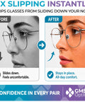Before and after images showing Quality Silicone Nose Pads For Glasses Replacement Teardrop Medium 15mm Push In Mount Smooth Swap.