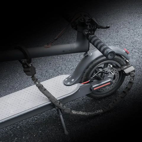 Heavy Duty 23.4 Inch Square Chain Bike And Scooter Lock With Key Copper Keys Nylon Cover ABS Body Zinc Alloy Core A3 Chrome Plated Steel Chain Polypropylene Sleeve Durable Anti Theft For Street Campus And Commuter Use on scooter wheel