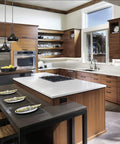 Modern kitchen with Mahogany Wood Veneer Sheet 24x96 Inch Flat Cut With 3M Peel And Stick Self Adhesive Backing A Grade Smooth Finish on cabinets
