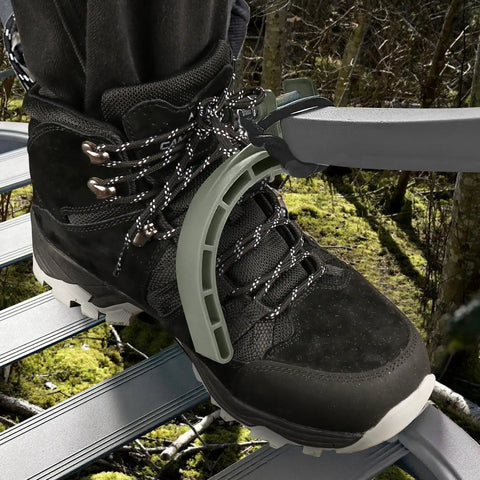 Climbing Tree Stand Accessories for Hunting, 1 Pair Stirrups with 22.8 Inch Elastic Rope, gray stirrup securing boot on stand