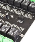 16 Channel I2C Relay Board With PCF8575 Expander For Arduino Raspberry Pi ESP32, showing relays and connectors in close-up view