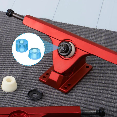 Transparent Blue 90A PU Skateboard Truck Bushings Kit 2 Sets Longboard Rebuild Replacement Parts with Cylinders and Tapered Bushings