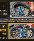 Portable Must Have Dirt Bike Tire Changing Tool Kit Fits 16 To 21 Inch Wheels With Rack And Pinion System Before After Use