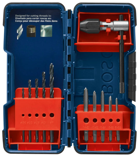 11 Piece Tap And Drill Combo Set With Heat Treated Carbon Steel Bits Rolled Threads For Real Accuracy Laser Etched Size Markings For Easy Identification The Go To Kit For Everyday Drilling And Threading