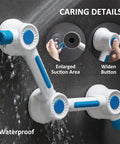 Super Strong Adhesive Shower Grab Bar L Shape Handle Rail for Bathroom Safety on wet surface demonstrating suction grip