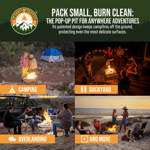 Go Anywhere Portable Fire Pit For Camping And Backyard Grilling Lightweight 8 Lb Pop Up Fire Pit Opens In Seconds