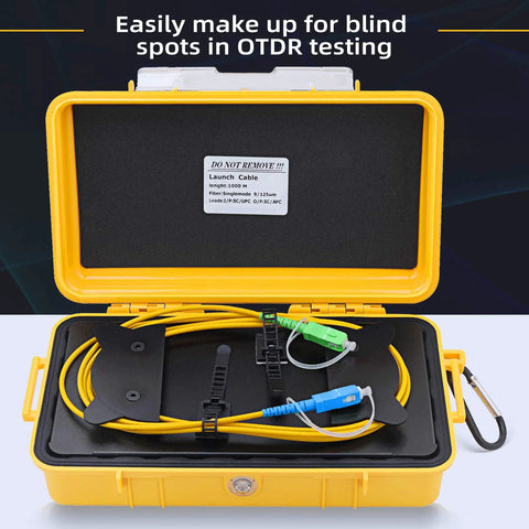 OTDR Launch Cable Box For Fiber Optic Testing 1 Kilometer SM Single Mode Cable in yellow case with SC UPC-SC APC connectors