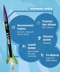 Ripley Rocket Intermediate Model Rocket Kit With Recovery Parachute, Decals, Body Tubes, And Guidance For Hands On STEM Learning