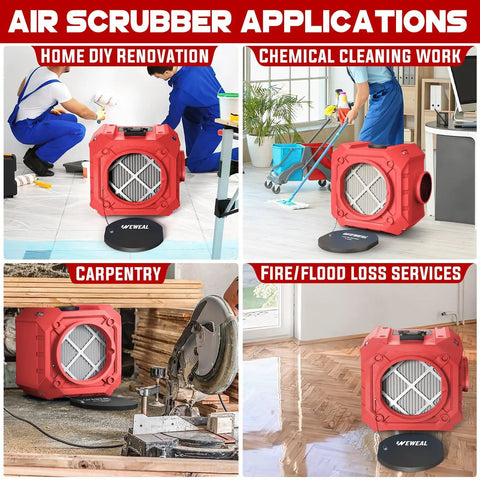 Industrial Grade HEPA Air Scrubber With 3 Stage Filtration Including MERV 10 Pre Filter And Activated Carbon for various applications