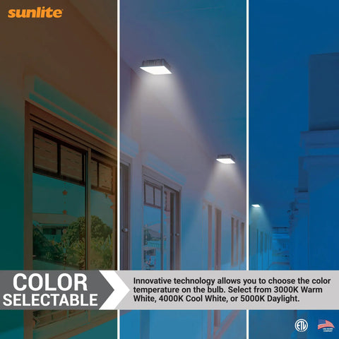 LED Outdoor Canopy Light Fixture with Power Selectable 30W, 40W or 60W, color temperature comparison 30K, 40K, 50K