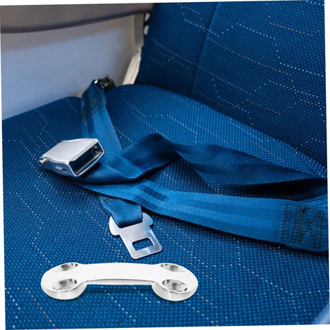Heavy Duty Polished Fastener Plate Fixing Buckle With Multi Functional Design For Industrial Maintenance, DIY Projects And Pro Installations on blue seat with seatbelt.