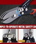 Pro Grade HVAC Sheet Metal Tools Set showcasing 5-blade crimping tool with metal safety lock mechanism for secure use on job sites