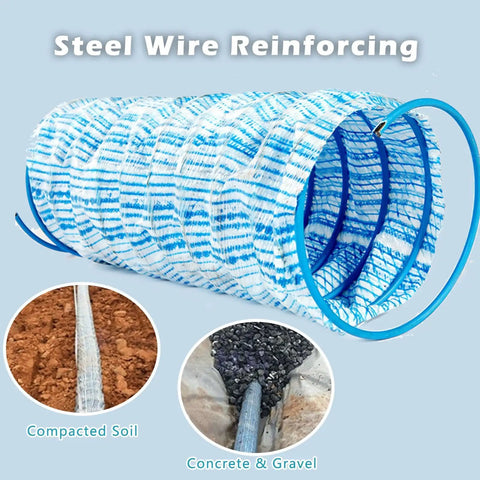 Frost-Resistant Perforated Drainage Pipe For French Drains No-Dig Solutions 60mm 80mm 110mm With 80m Lengths showing reinforcing wire