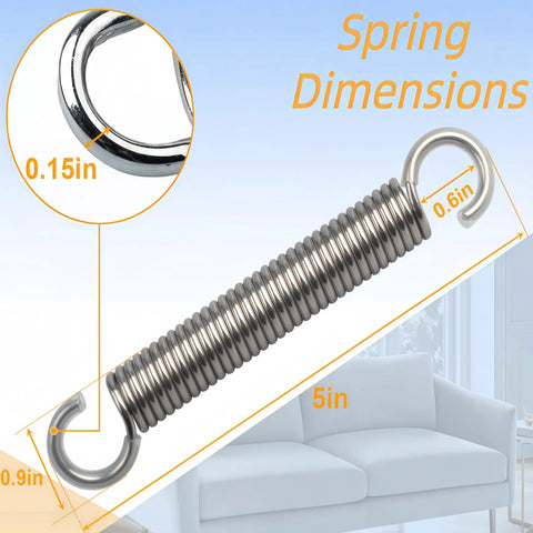Badass Heavy Duty Stainless Steel Recliner Springs Knockout Build For Sofa Repair Solid As A Rock Tension Coils, 5in length.