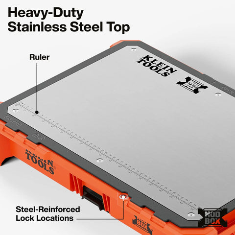 MODbox Tray Work Top Grab And Go Portable Work Surface For Multi Use Workbench Stainless Steel Modular Work Surface with ruler