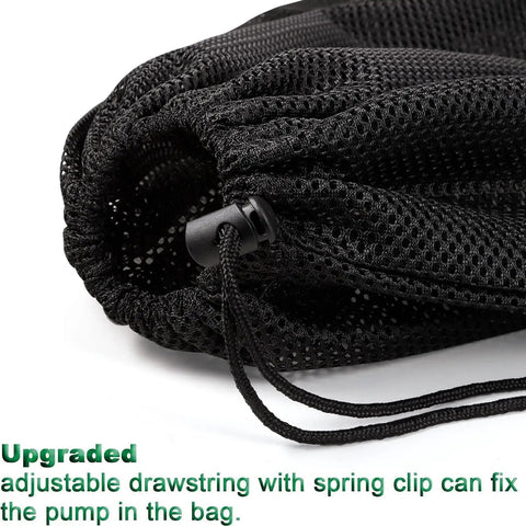 Close-up of Two Pack Heavy Duty Pump Barrier Bags For Pond Filters 12.2 Inch By 15.9 Inch Black Premium Nylon Mesh with drawstring