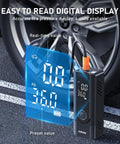 Portable Tire Inflator And Air Compressor With Dual Power Battery And 12V DC Car Bike Motorcycle Pump 150 PSI Cordless With Digital Pressure Gauge