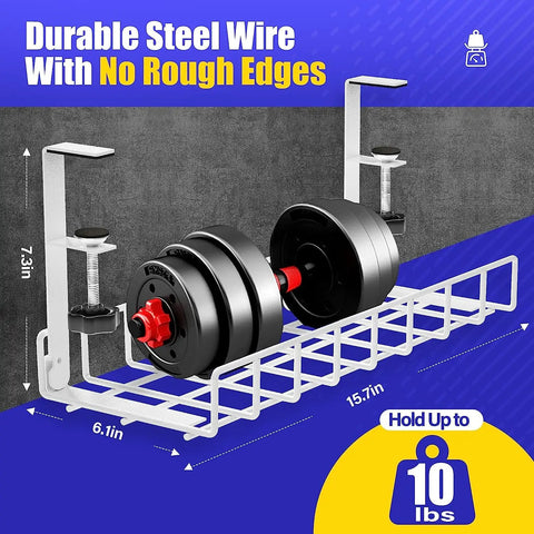 Tool Free No Drill No Screws Under Desk Cable Management Tray With Clamp Keeps Cords Neat In Office Or Home Wire Organizer Rack
