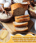 Sliced artisan bread with flour and dough bowls, showcasing 30 Set Bulk Oval Banneton Bread Proofing Baskets With Cloth Liners Natural Rattan Dough Bowls Kit For Sourdough Baking At Home 8.3 Inch And 9.8 Inch Sizes Ideal For Home Bakers.