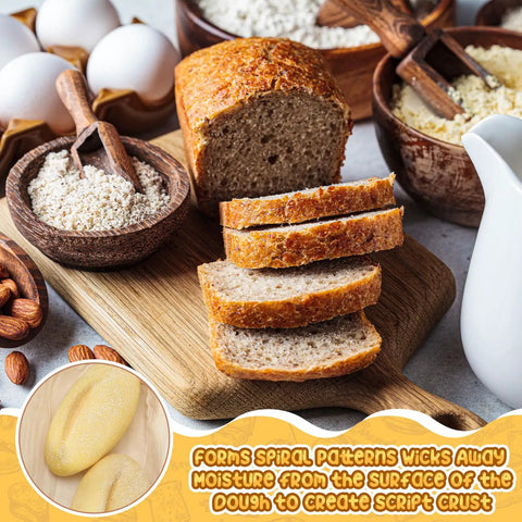 Sliced artisan bread with flour and dough bowls, showcasing 30 Set Bulk Oval Banneton Bread Proofing Baskets With Cloth Liners Natural Rattan Dough Bowls Kit For Sourdough Baking At Home 8.3 Inch And 9.8 Inch Sizes Ideal For Home Bakers.