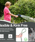 Person using 50 Foot Stainless Steel Garden Hose Heavy Duty With Nozzles, 304 Stainless Steel Water Pipe, Flexible, No Kink
