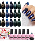 Cat Eye Gel Nail Polish Kit With UV LED Colors Vegan Cruelty Free HEMA Free Gentle On Natural Nails Set Of 6 10ml bottles displayed