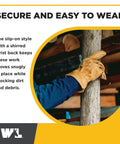 Heavy Duty Leather Work Gloves For Men With Grain Cowhide Leather, Reinforced Palm, Keystone Thumb stacking wood