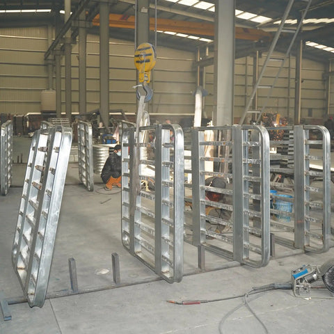 Rugged As Nails Steel Forklift Pallets Built Heavy Duty For Warehouse Storage Platform with metal grid displayed in factory.