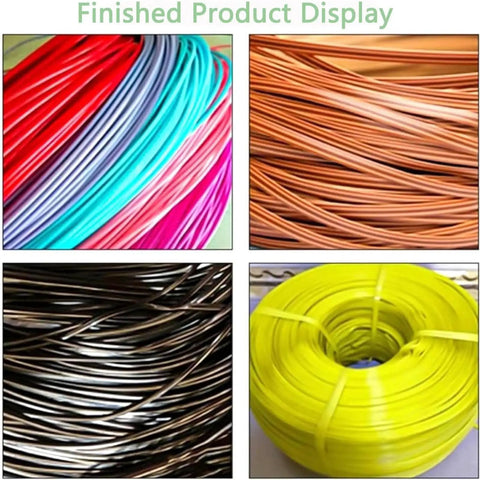 Colorful finished filament from Heavy Duty Commercial 3D Printer Filament Extruder Recycler Machine turns discarded plastic.