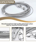 Heavy Duty Extension Spring Cable Set For Garage Doors In Galvanized Carbon Steel One Eighth Inch Diameter And Thirteen And A Half Feet Long