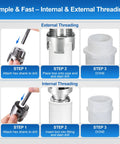 Kick Plumbing Jobs Up A Notch With This Epic 3 Pcs PVC Pipe Threader Kit featuring user guide for internal and external threading steps