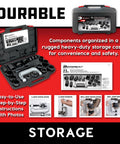 Ball And U Joint Service Set 23 Piece Tool Kit Pro Grade For Removing And Installing Ball Joints And U Joints Includes Receiving Tubes Adapters Sockets Heavy Duty C Frame in storage case with instructions