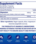 Mega Strong Magnesium Complex 400 Mg Chelated With Glycinate Malate And Citrate For Real Muscle Nerve Bone And Digestive Health Support One Month Supply supplement facts label