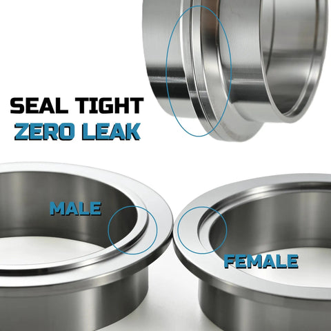 2.5 Inch Quick Release V Band Clamp And Flange Pair For Exhaust Turbo Downpipe Built With Beefy 304 Stainless Steel And Heavy Duty Hardened T Bolts To Keep Your Setup Hog Tied And Leak Free