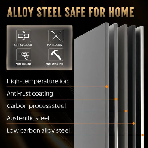Alloy steel construction details of Extra Large Home Safe With Fireproof And Waterproof Bag, built tough for security.