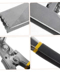 Close-up of 6 Inch Metal Bending Pliers with non-slip double layer pitted handle, ideal for tight-space sheet metal work.