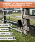 Heavy Duty Automatic Swing Gate Opener For Driveways Up To 16 Feet And 800 Lbs With Remote Control Kit on a gate setup.