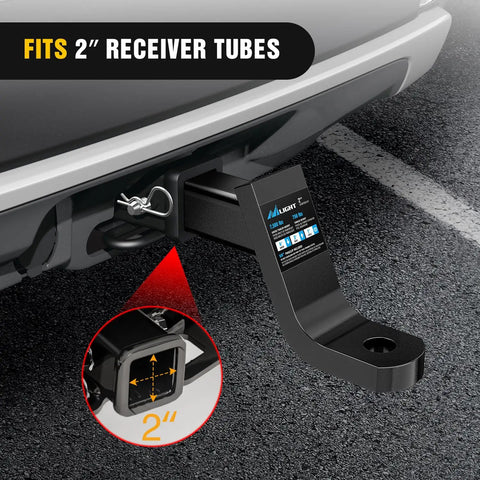 Heavy Duty Trailer Hitch Ball Mount With Five Eighth Inch Pin Clip For Two Inch Receiver, 7500 Lb Gross Weight, Close-up View