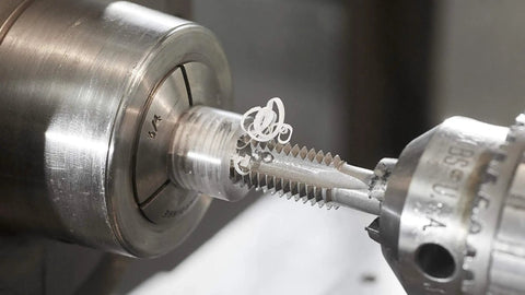 Top Shelf 1/2-13 Plug Tap And 27/64 Inch Drill Bit Combo Set For Nailing Right Hand Internal Threads And Cranking Out Precision Holes With Zero Hassle Today in action on a lathe.