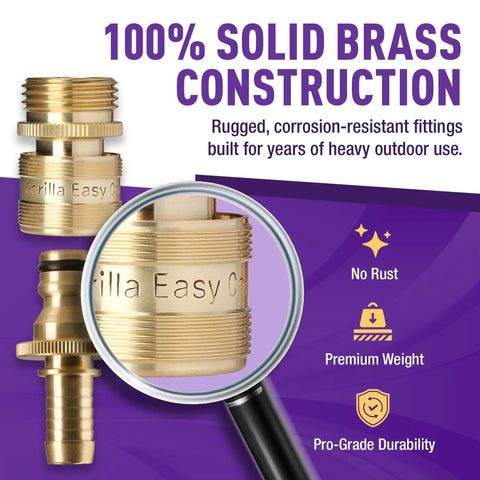Easy Connect 1/2 Inch Hose Repair Kit with Quick Connect Barbed Fitting and 3/4 Inch GHT Female Threads, brass components