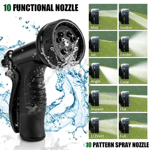 10 function nozzle of Stainless Steel Garden Hose 50 Ft Heavy Duty With 10 Function Nozzle No Kink Metal Water Hose Pet Proof Outdoor Yard Flexible For Gardens And Backyards