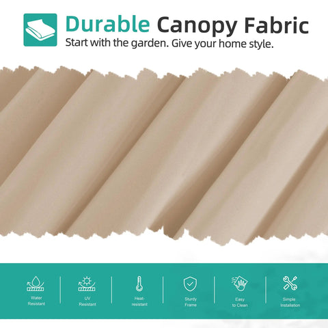 Durable khaki fabric for Offset Patio Umbrella With Easy Tilt Adjustment, Crank Handle And Cross Base, UV resistant material.